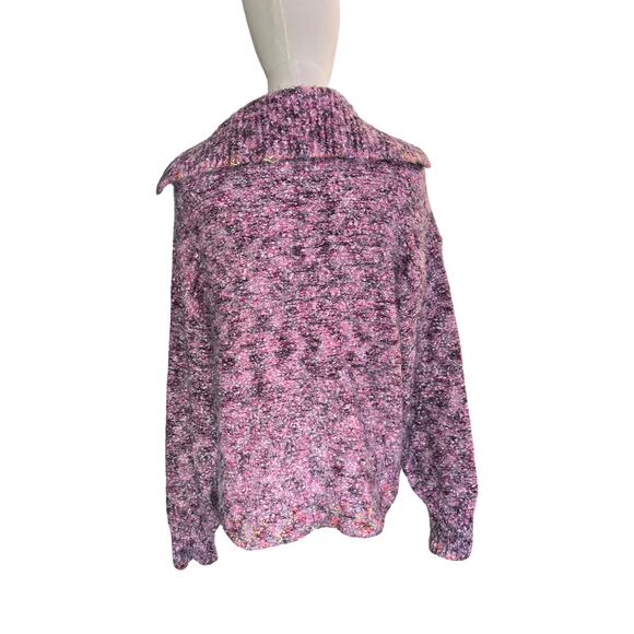 Free People Stellar Knit Pullover Sweater Pink Boucle Collared Button Size Small - Picture 7 of 13